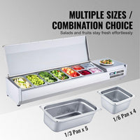Kühlvitrine Gastronomie 165W Edelstahl Saladette 2–8°C