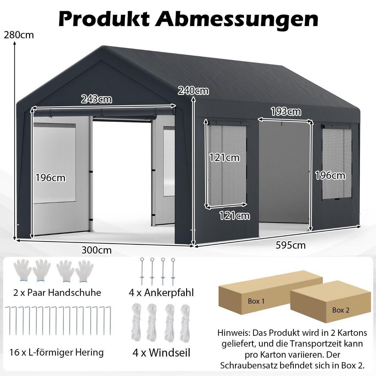 Zeltgarage Carport 6x3m PE