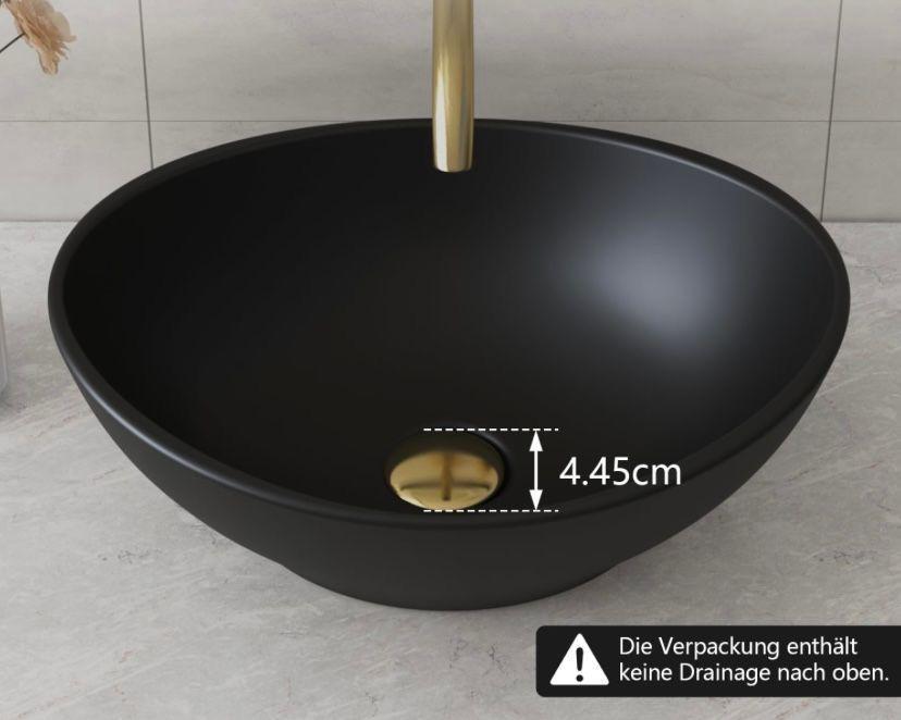 Aufsatzwaschbecken Schwarz Oval 40 × 33 cm Keramik