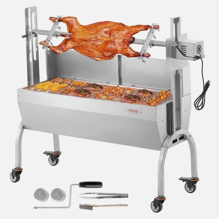 Spießbratengrill Edelstahl mit Motor bis 90kg Tragkraft