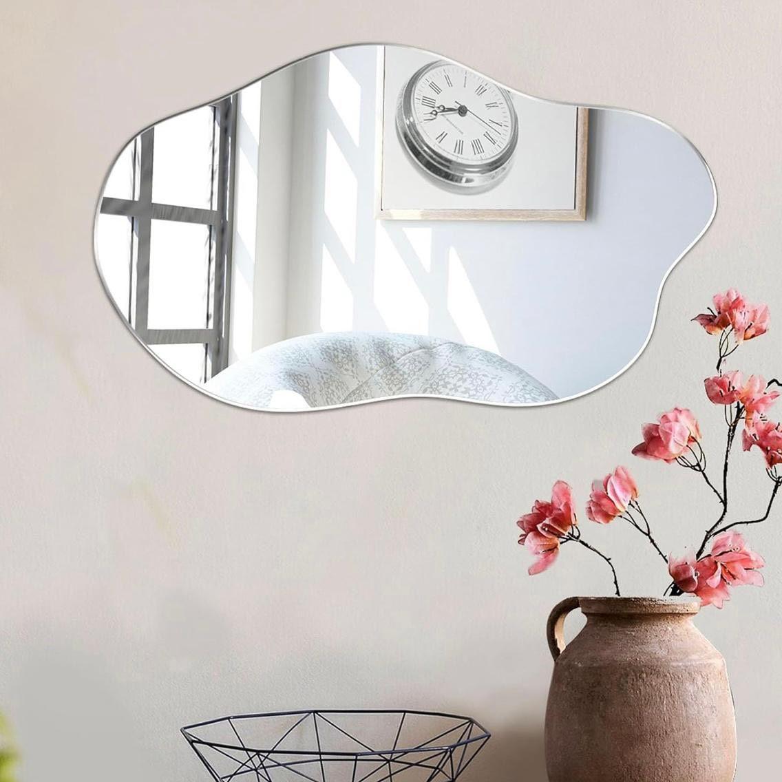 Wandspiegel Wolkenform asymmetrisch rahmenlos selbstklebend Glas