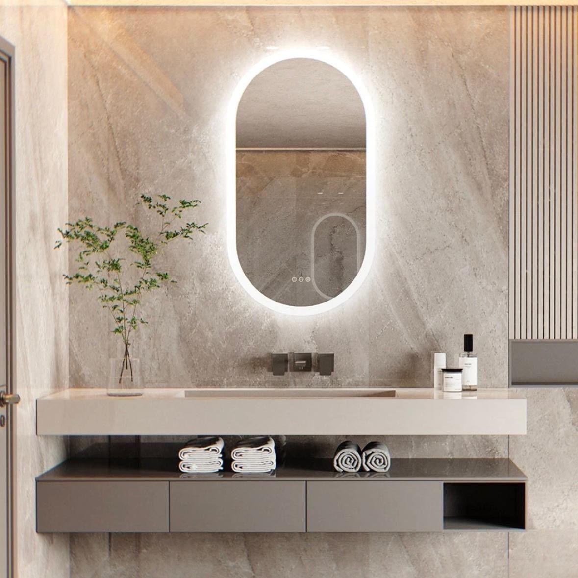 LED Badspiegel 80×50 cm Oval – Wandspiegel mit Beleuchtung, Touch & Anti-Beschlag