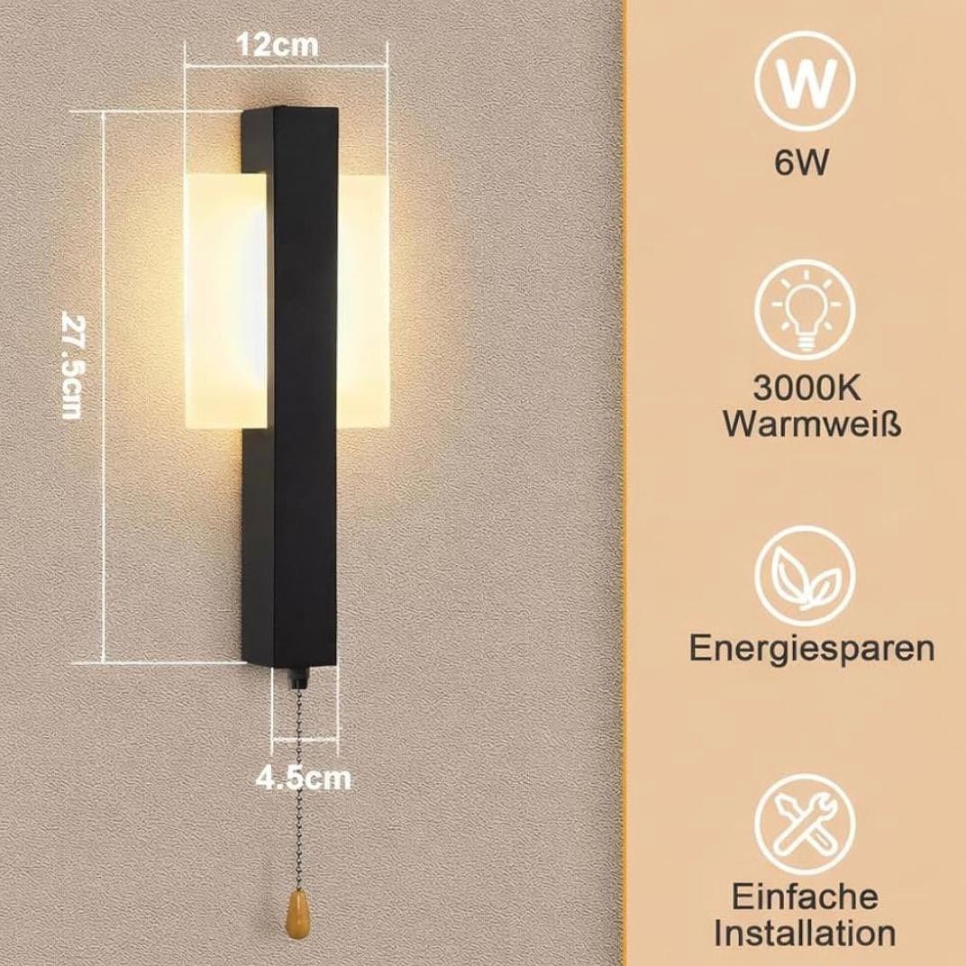 Moderne Wandleuchte mit Zugschalter quadratisches Design