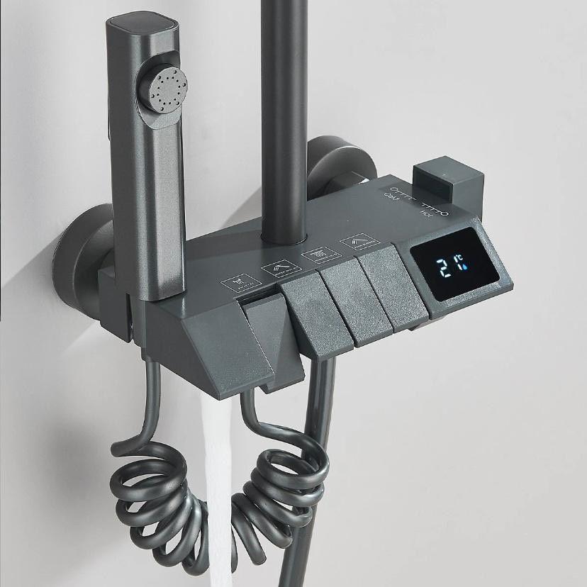 Duschsystem Grau mit Thermostat Regendusche + Handbrause Komplettset