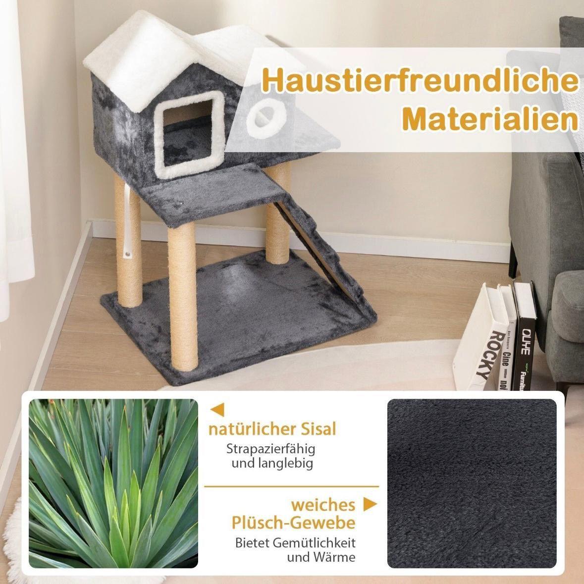 Kompakter Kratzbaum mit Höhle Spiel, Rückzug und Komfort