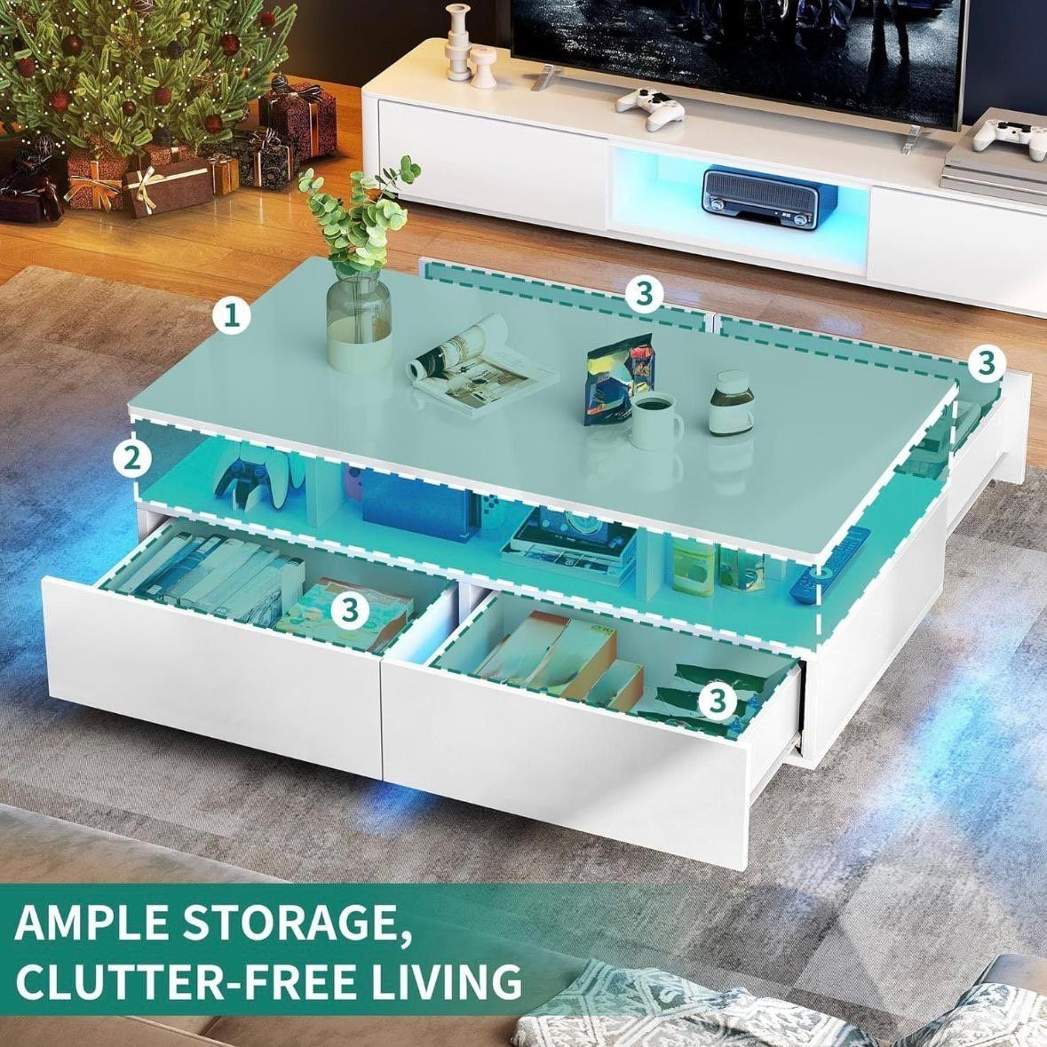 LED Couchtisch Weiß