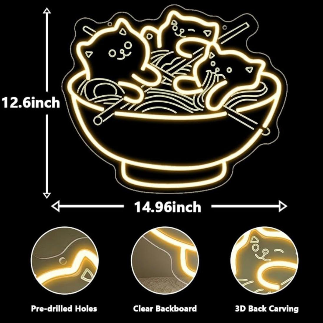 LED Neon Schild Katzen Ramen