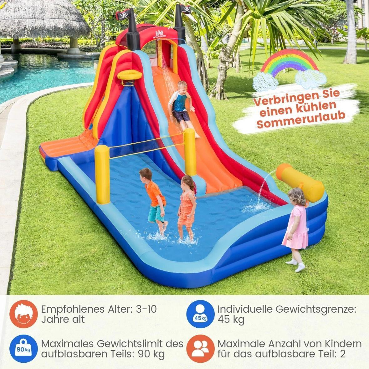 Aufblasbare Hüpfburg Piratenschiff 5-in-1 mit Rutsche & Wasserpark