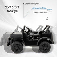 Elektrisches Kinderauto 12 V mit Fernbedienung & LED – Schwarz