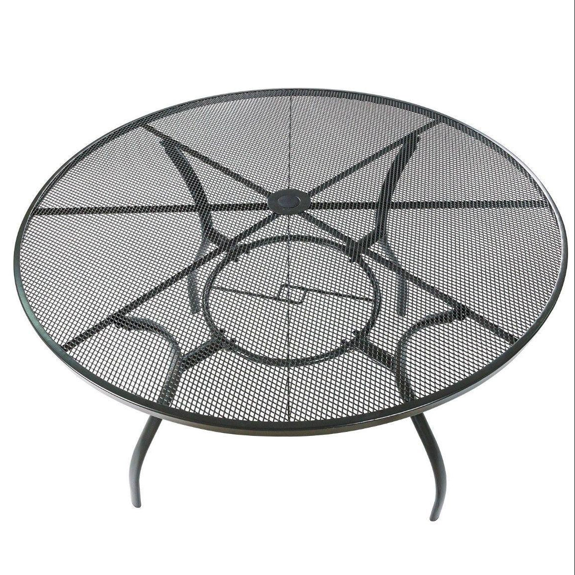 Gartentisch rund Metall 120cm Anthrazit mit Sonnenschirmloch