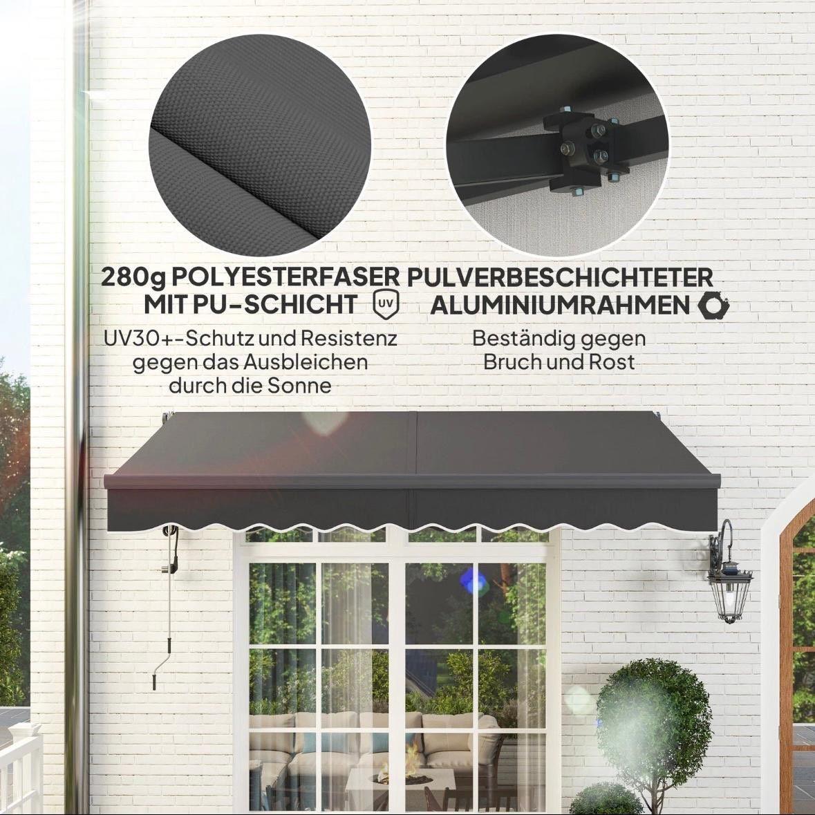Elektrische Terrassenmarkise 296×250cm Klemmmarkise