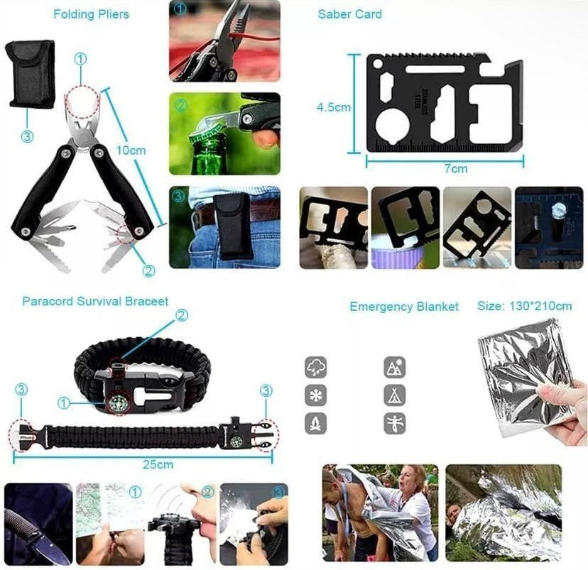33tlg Survival-Set im Rucksack Outdoor & Notfallausrüstung
