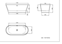 Freistehende Badewanne Lausanne Grau 170 cm – Design Acryl Wanne