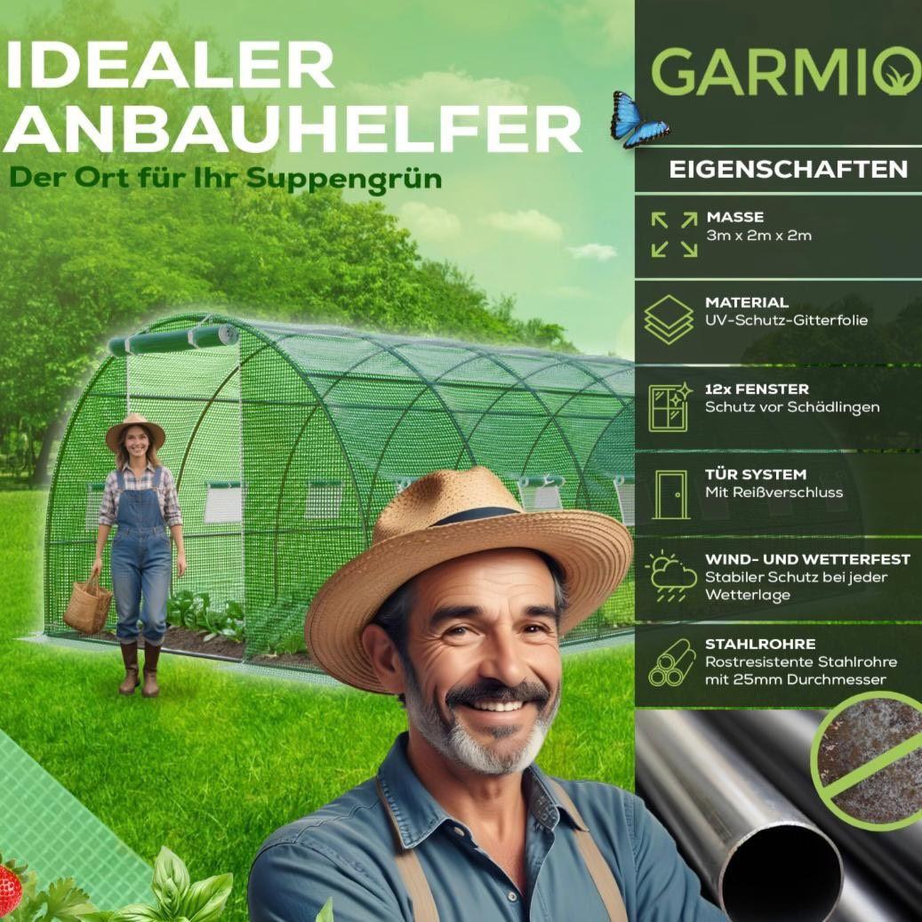 Foliengewächshaus 6×3m stabiles Gewächshaus für ganzjährigen Anbau