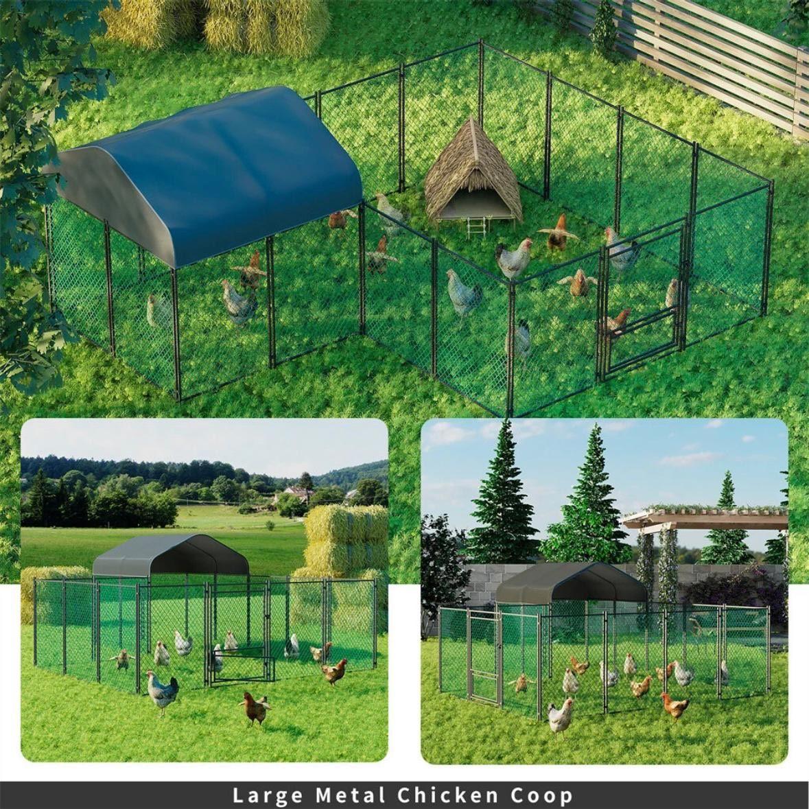 Großer Hühnerstall Outdoor halboffen mit Abdeckung 393×312cm