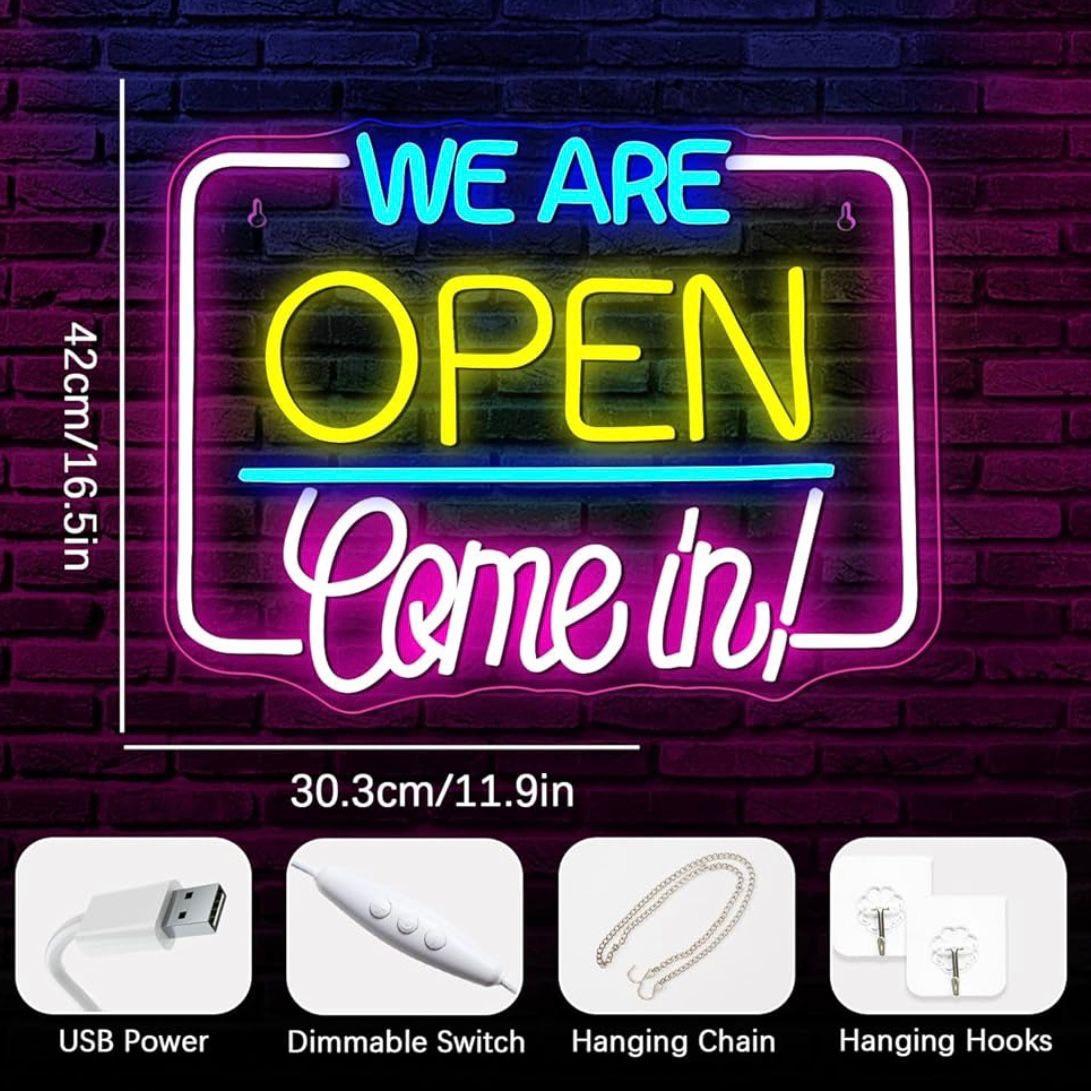 LED Neon Schild We Are Open - Come in!