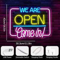 LED Neon Schild We Are Open - Come in!