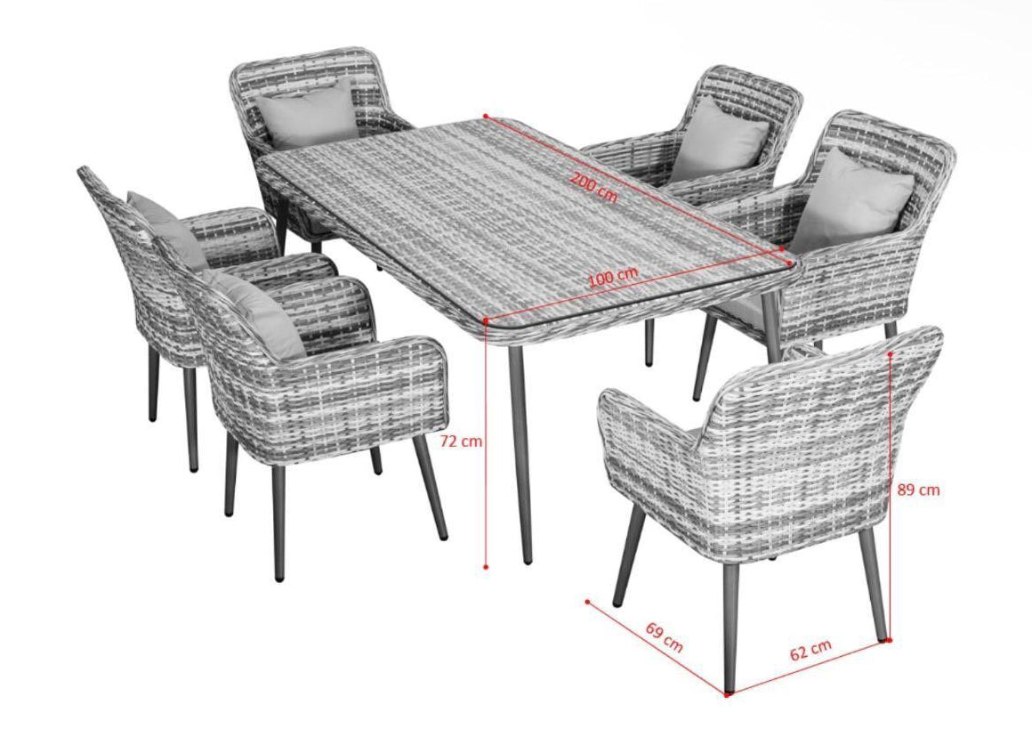 Gartenmöbel Set Aluminium & Polyrattan 6 Personen