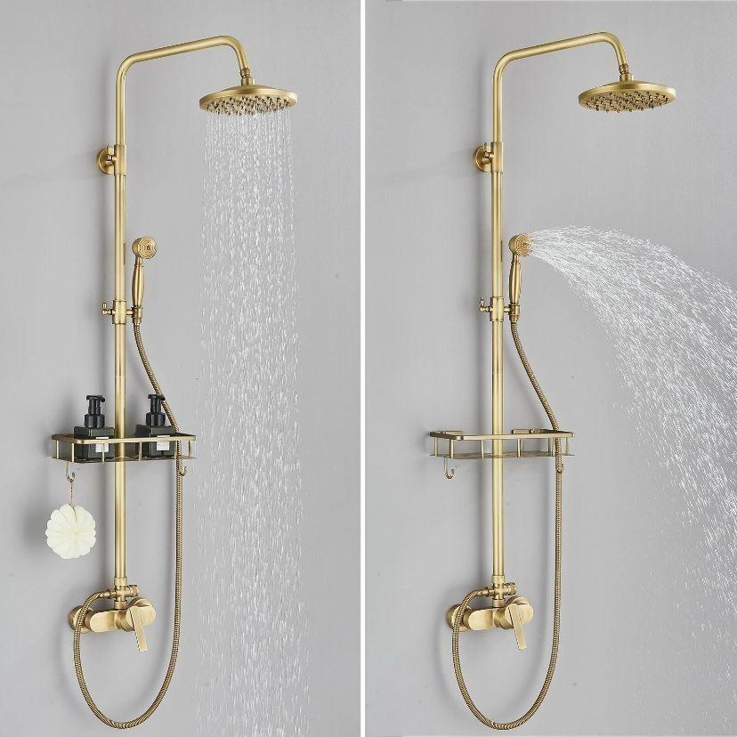 Retro Duschsystem Antik Messing Regendusche Handbrause