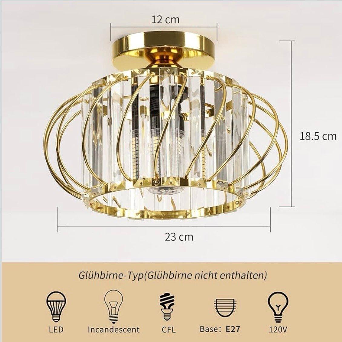 Kristall Deckenleuchte Gold E27