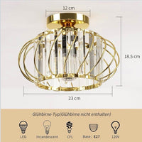 Kristall Deckenleuchte Gold E27
