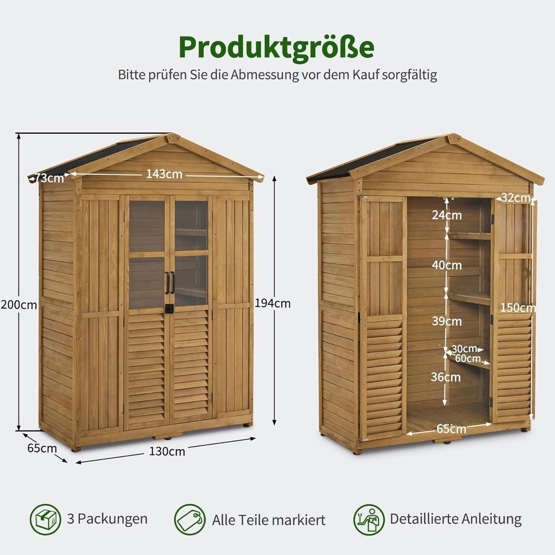Gartengerätehaus Holz Gartenschrank Geräteschrank Schrank