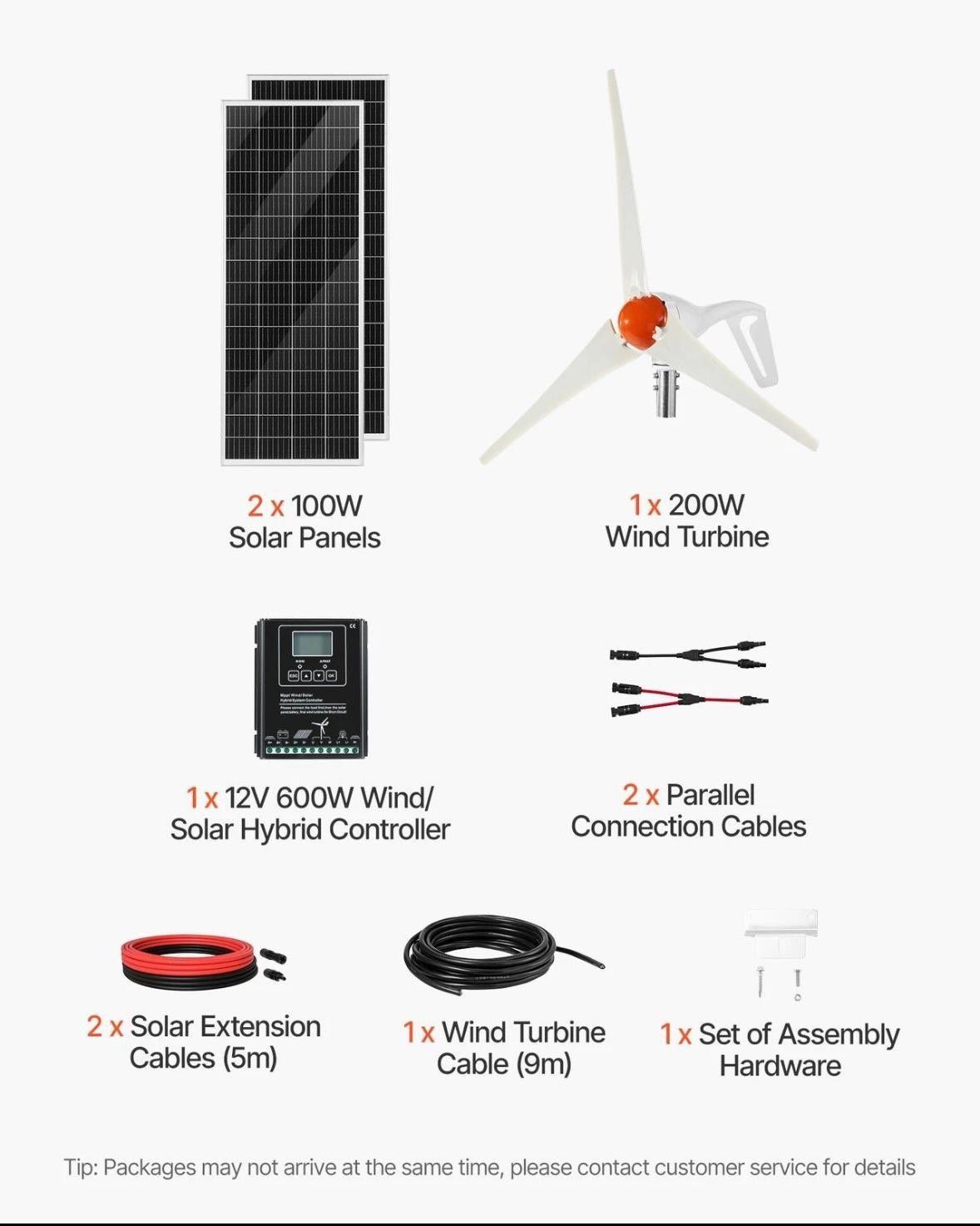 Solar Windkraft Set 12V 400W Windturbine