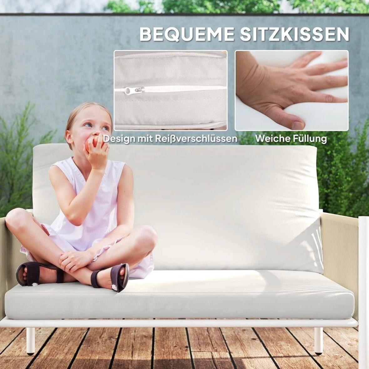 Polyrattan Gartenmöbel Set 4-teilig  Sofa, Sessel & Couchtisch