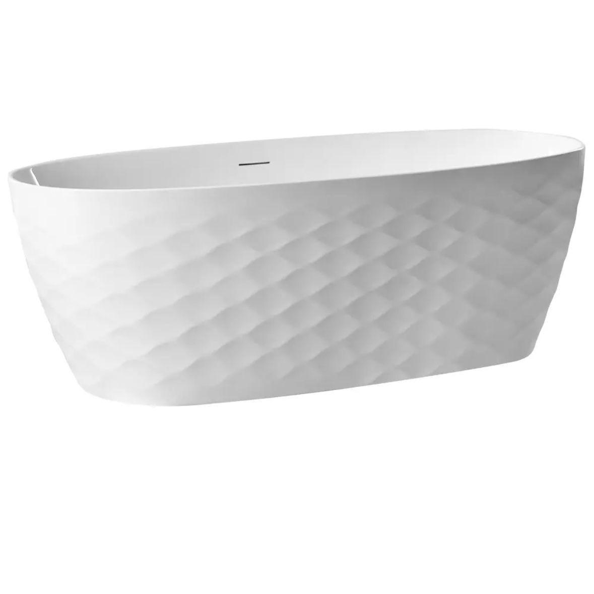 Freistehende Badewanne 170cm Oval Acryl Diamantmuster 289L