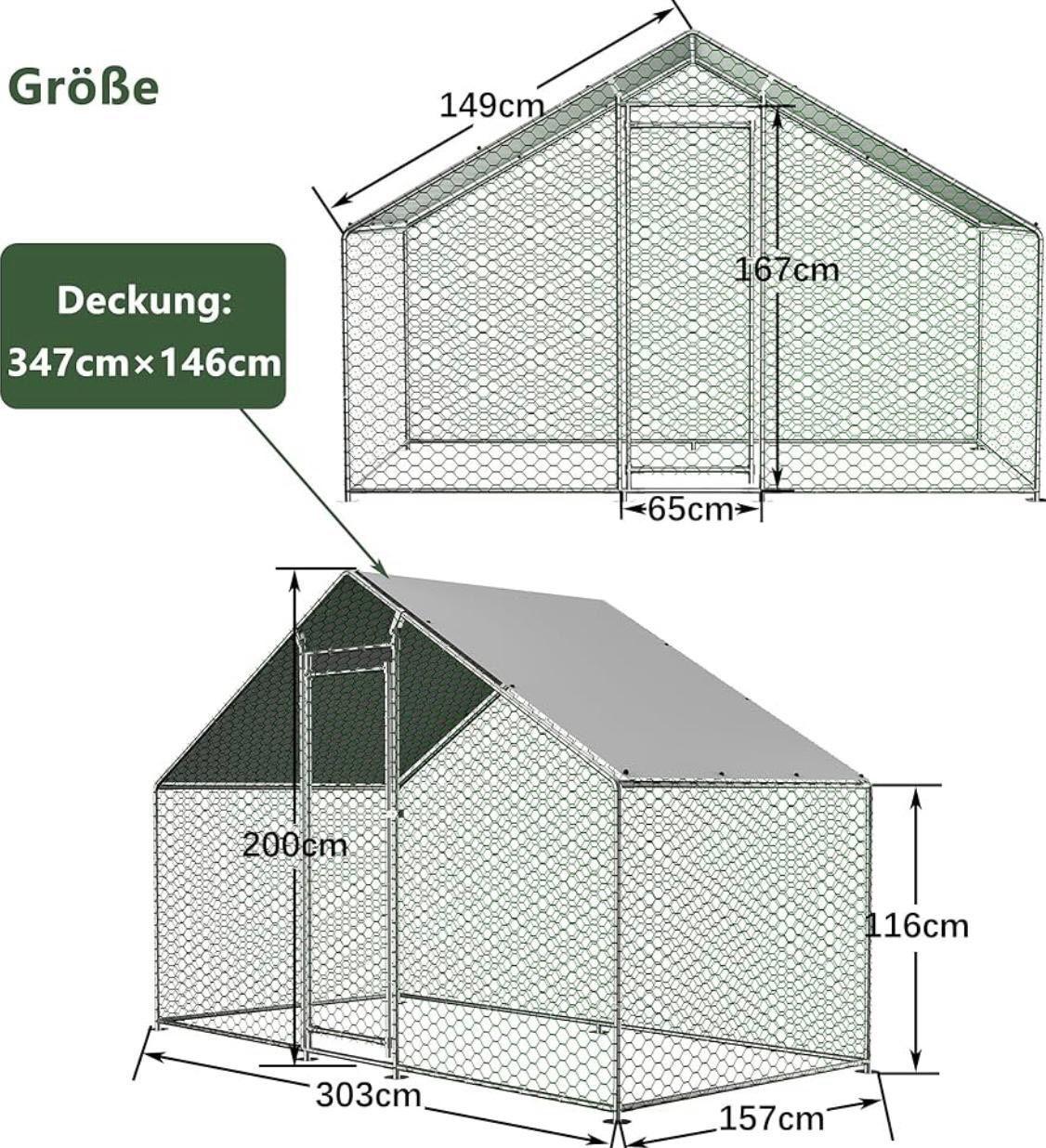 Freilaufgehege 3x1,5m Hühnerstall