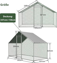 Freilaufgehege 3x1,5m Hühnerstall