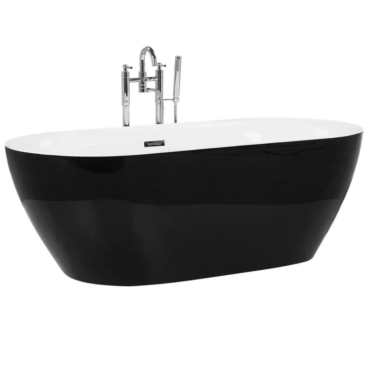 Freistehende Badewanne 160 cm Schwarz Oval
