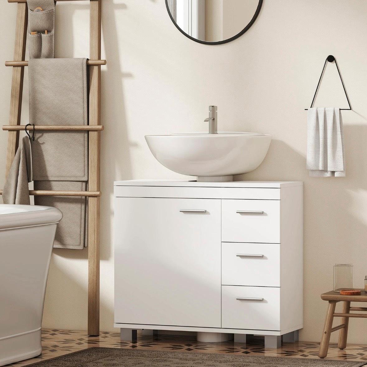 Waschbeckenunterschrank U-Ausschnitt Badschrank mit Schubladen & Soft-Close