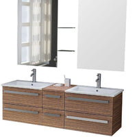 Badmöbel Set Doppelwaschtisch 150cm Holzoptik Zebra