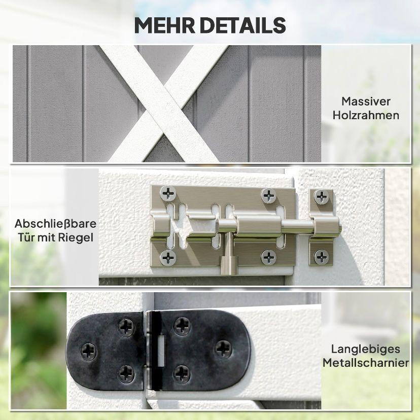 Gartenschrank Holz Geräteschrank Gartenhaus Weiß Grau