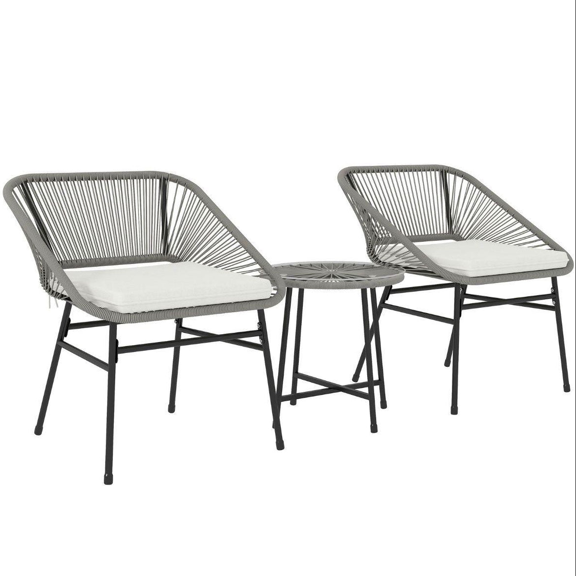 3tlg Polyrattan Balkonmöbel Set Tisch Stühle