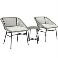 3tlg Polyrattan Balkonmöbel Set Tisch Stühle