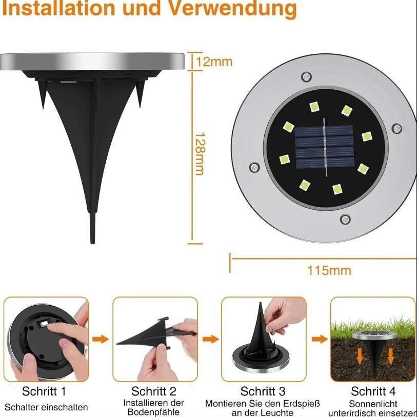 8er Set Solar Bodenstrahler