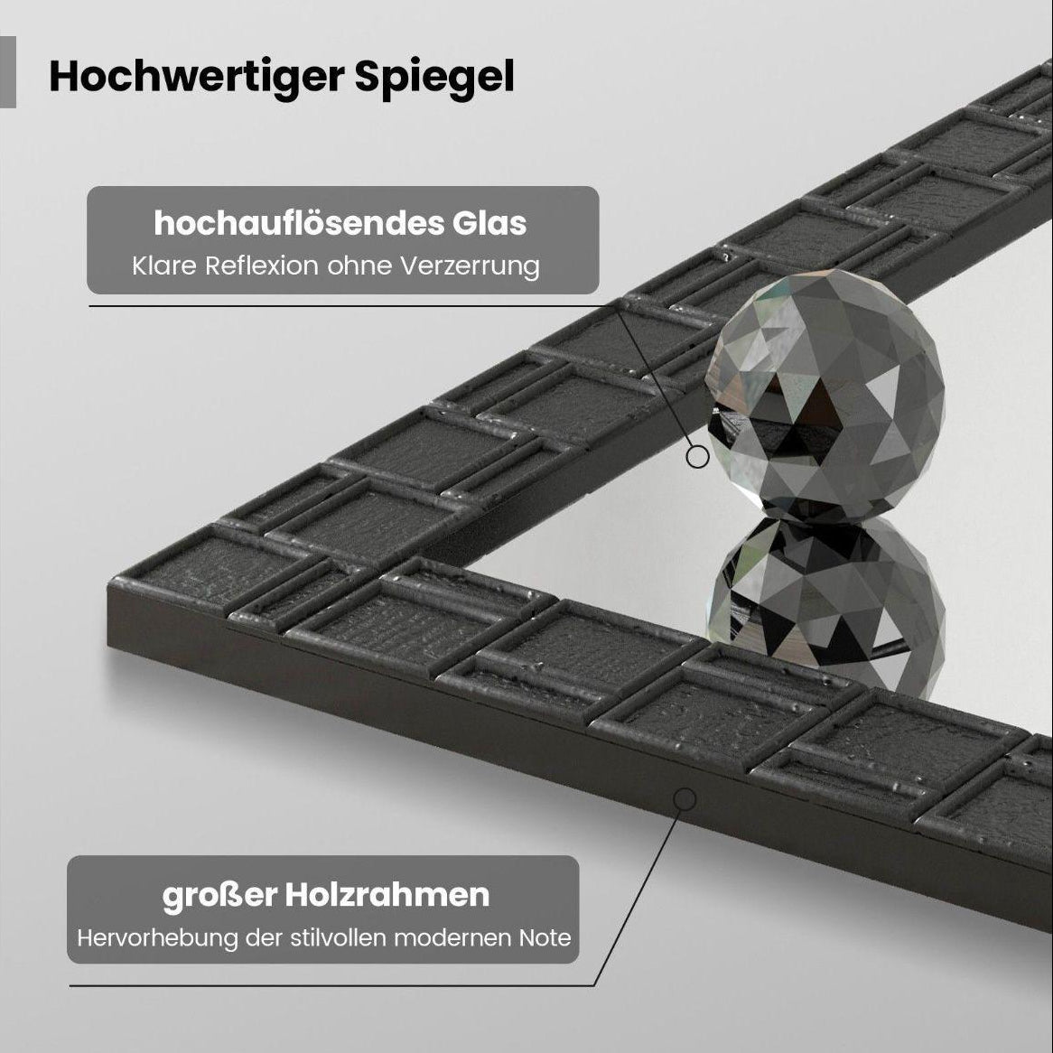 Wandspiegel Schwarz Holzrahmen Rechteck Spiegel 80x60 Modern