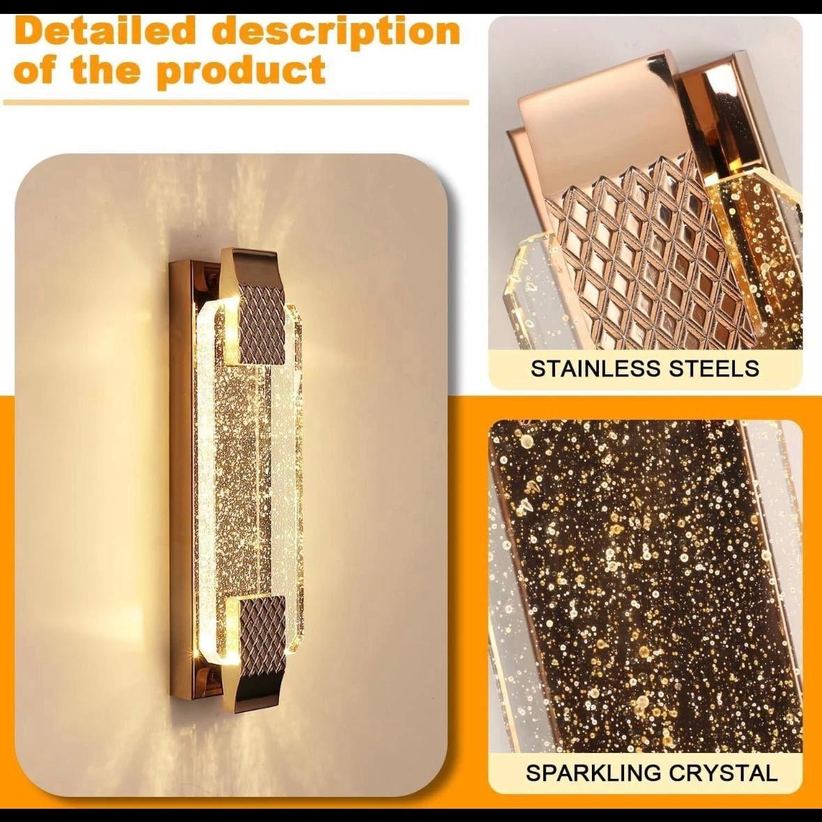 Kristall LED Wandleuchte Gold Modern 8–12W