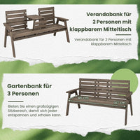 Gartenbank Holz 3 Sitzer mit Klapptisch Tannenholz