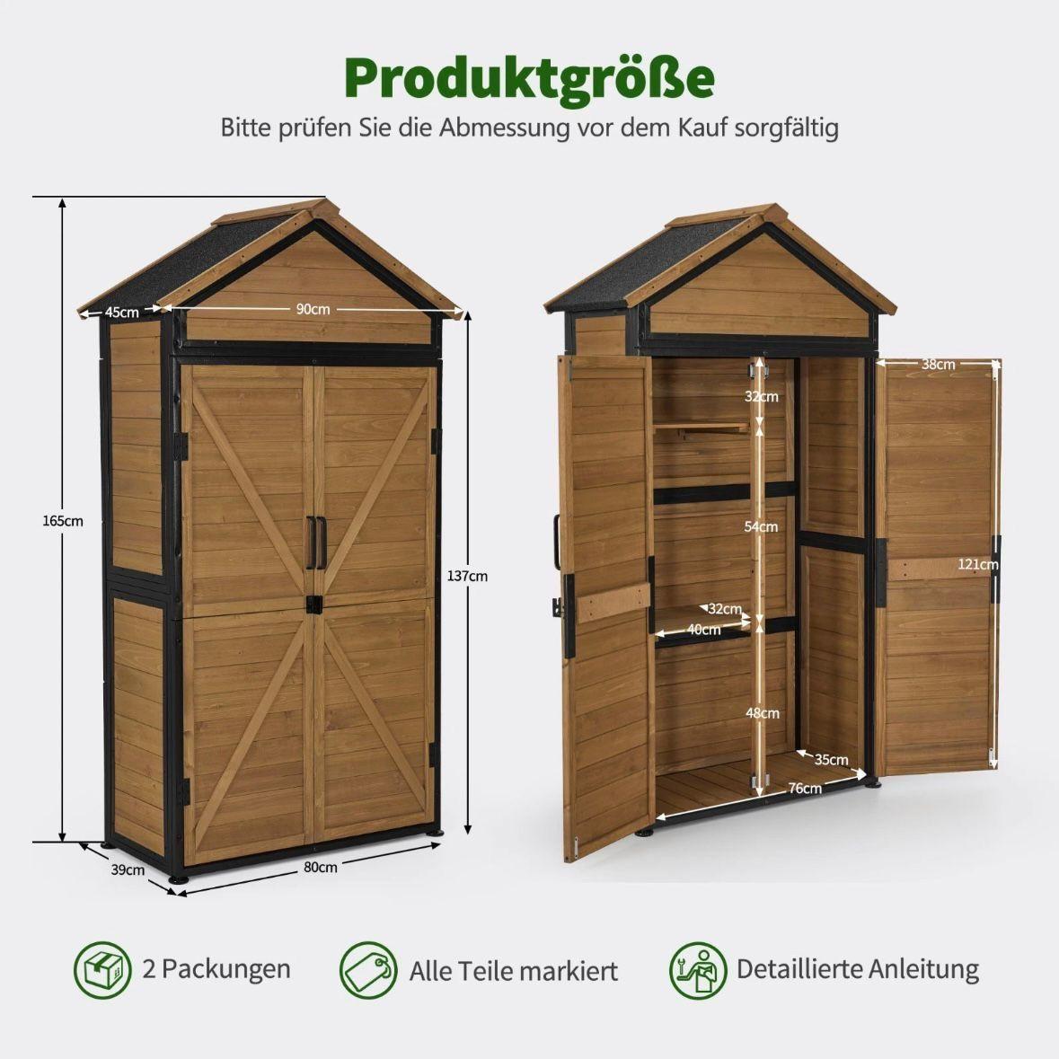 Gartenschrank Holz Geräteschrank Gerätehaus Werkzeugschrank