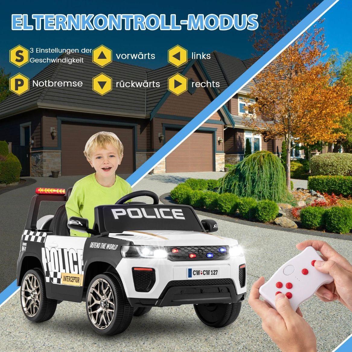 Kinder Elektro Polizeiauto 12V mit Fernbedienung & Sirene