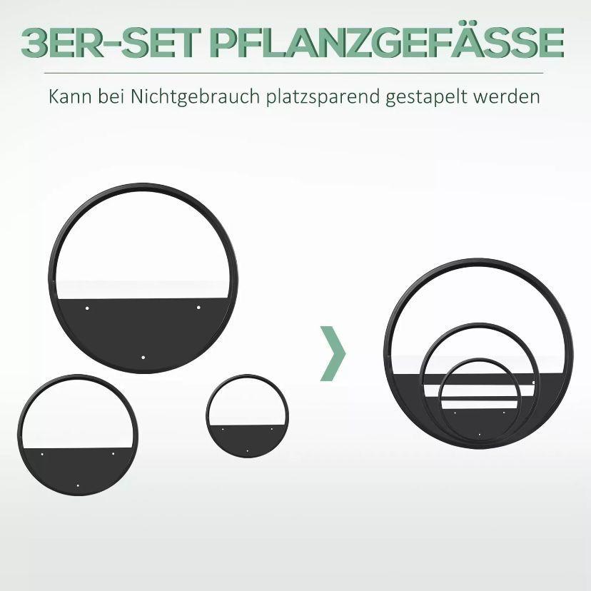 3er Set Wand Pflanzgefäß Pflanzenhalter Wanddeko schwarz
