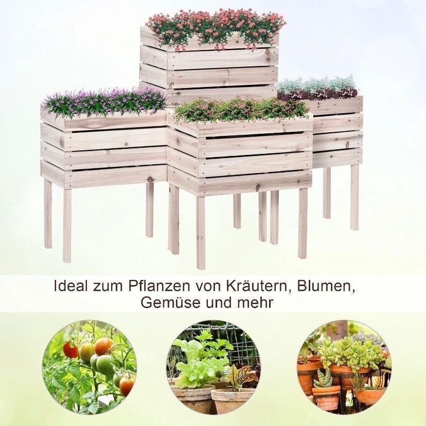 Hochbeet Set Holz stapelbar Pflanzkasten Balkon Garten