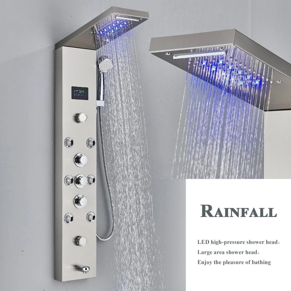 Duschpaneel Edelstahl Duschsäule mit Regendusche Wasserfall Massage Handbrause