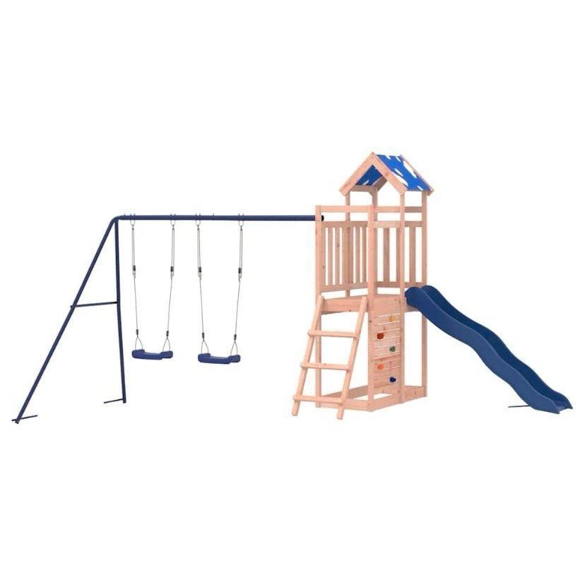 Spielturm mit Rutsche & Doppelschaukel aus Holz