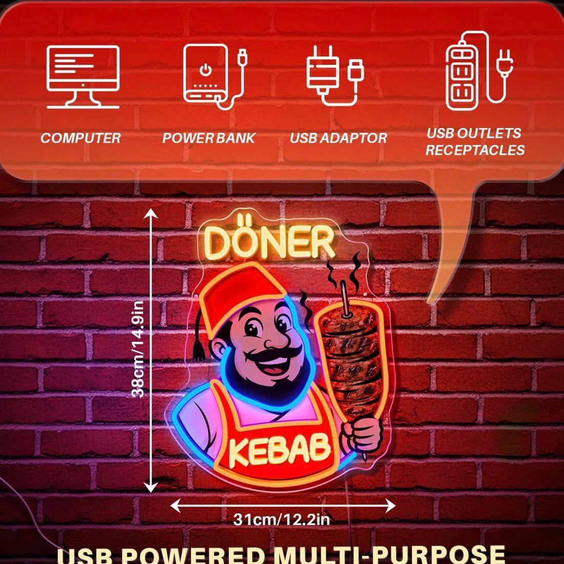 LED Neon Schild Döner Kebab
