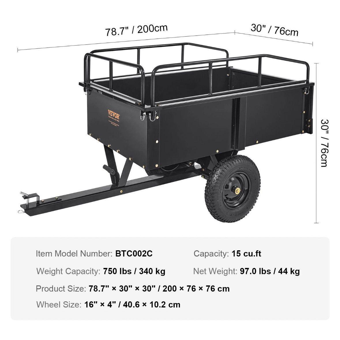 Kippanhänger für ATV & UTV 340kg kippbar
