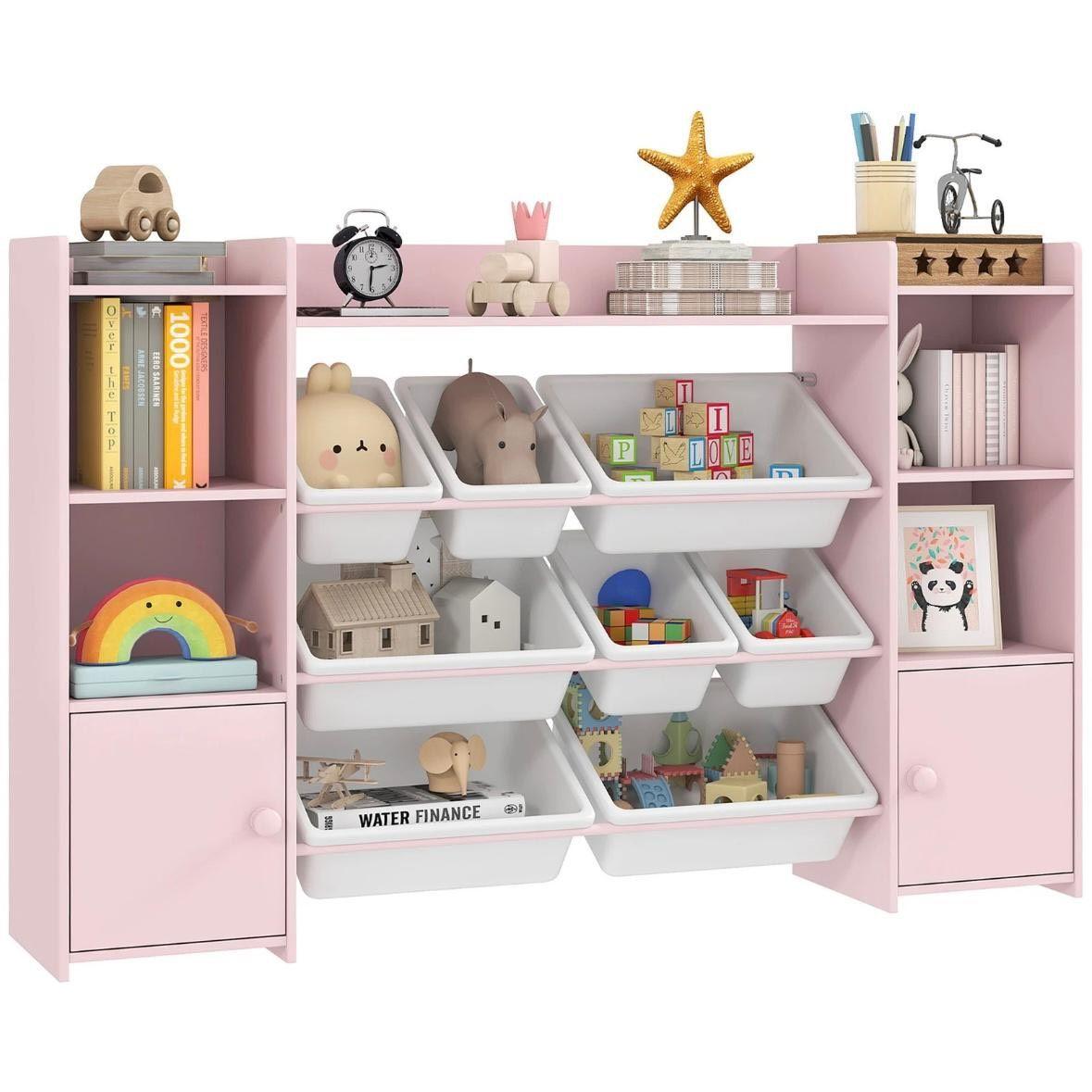 Kinderregal mit Boxen Rosa Spielzeugregal